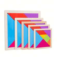 Tangram Creative Puzzle, Wooden Colorful Geometric Shape Intelligence Puzzle, Early Childhood Education AIDS, Children's Educational Toys - View 6