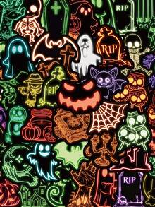 50/100 Stücke Neon Halloween Aufkleber, lustige, erschreckende Aufkleber für Laptop, Gepäck, Skateboard, Motorrad, Tagebuch, Handyderakotion, Halloween Party Spielzeug Geschenke