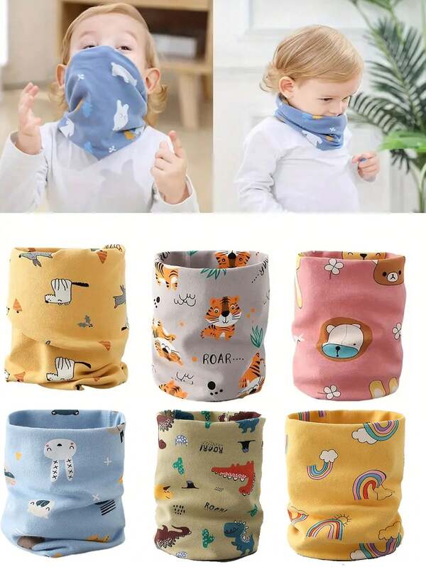 1pc Soft Warm Neck Warmer Scarf - Winter Face Protector For Boys & Girls - Machine Washable Youngsters Scarf With Easy Wrap-Around Design - Cold Weather Accessory For Skiing, Snowplay, Everyday Outdoors - Ideal Gift For Youngsters & Youngsters, Winter Scarf, Playful Animal Motifs