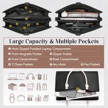 NEWHEY 女士加大码防水PU皮革笔记本电脑包，配有可拆卸肩带，适用于15.6英寸笔记本电脑，适合教师、商务人士，优雅时尚，是送给妈妈、女友和妻子的最佳礼物。