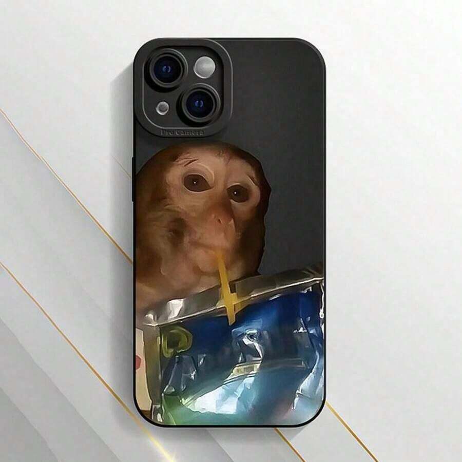Funda de Teléfono con Patrón de Mono, Cubierta Protectora de Teléfono Linda, Accesorio de Teléfono Compatible con la Serie Protector de Pantalla - Multicolor - Ver 1