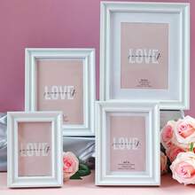 1pc Nordic Style Flat Edge Simple Photo Frame, Density Board Frame Suitable For Living Room, Study, Bedroom - White - View 6