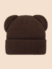 1 pieza Gorro de punto con orejas de oso para niños y bebés - Multicolor, lindo para el invierno y uso diario - Gorro con orejas de oso - Ver 18