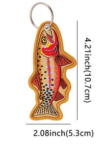 1pc 5color Vibrant Salmon Fish Keychain – Colorful Polyester Charm Double Stitching Unisex Fishing-Themed Gift & Outdoor Accessory For Backpacks Keys Tackle Boxes Mixed Colors Y2K