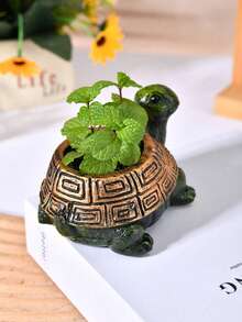 1 Piece Creative Decorative Turtle Planter For Succulents, Balcony And Garden Decoration - Multicolor - View 5