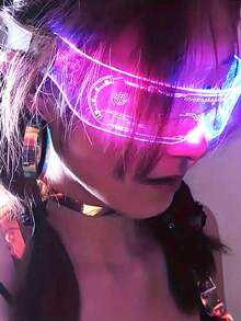 1 Pair Cyberpunk Style LED Luminous Glasses - 7 Color Modes, Hexagonal Lenses, Glowing Party Goggles Suitable For Cosplay, Dance Performance And Holiday Events, Costume Accessories. Futuristic Appearance Glasses For Ladies, Suitable For Night Out, Music Bar, KTV, Birthday Party - Flat Top Design, Integrated Luminous Lenses, Party Decorations, Group Photography, Party Props. - Multicolor - View 3