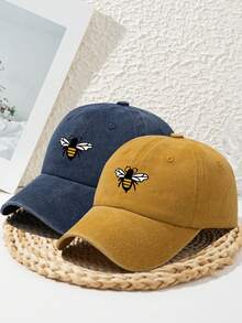 1 件女士可爱蜜蜂印花个性化户外运动水洗复古可调节蜜蜂休闲可爱涤纶印花沙滩软顶棒球帽，适合春夏秋冬 - 多色 - 查看 25