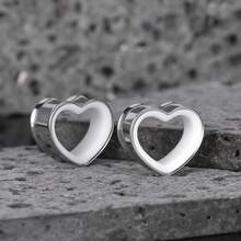 2pcs Stainless Steel Dual-Tone Heart Shaped Ear Gauges, Suitable For Various Ear Types, Ear Piercing Jewelry, Earrings, New Low Allergy Accessories, Gift For Women - Heart - View 20