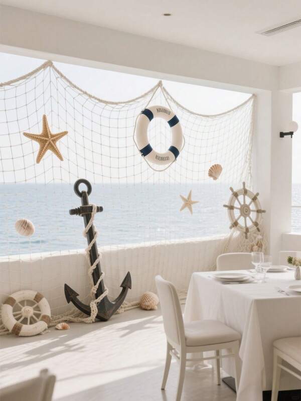 1 Peça Rede de Pesca Natural Decorações para Festa de Casamento, Festa de Pirata, Festa Havaiana, Acessório de Festa com Tema Náutico, Rede de Pesca Branca Creme, Decoração com Tema de Praia para Festa, Casa, Sala de Estar, Quarto, Decoração de Mesa com Rede de Pesca