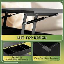 Coffee Table, Lift Top Coffee Table With 2 Drawers, LED Light, Large Hidden Compartment And Open Shelf, Lift Tabletop, Dining Table For Living Room - View 8