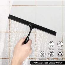 1件，家用浴室不锈钢清洁工具，适用于浴室、瓷砖、镜子、汽车玻璃、玻璃门淋浴刮刀、浴室淋浴清洁刷、窗户橡皮扫帚、玻璃门淋浴橡皮扫帚、窗户清洁剂、地板橡皮扫帚