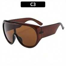 1 Pcs/Set, New Large-Frame Sports Protective Sunglasses,  Men's And Women's Personalized Sunglasses. - 茶色鏡框搭配深茶色鏡片 - 查看 3