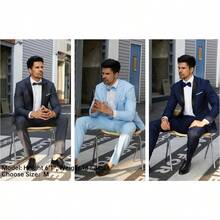 Men's 2 Piece Suit One Button Slim Fit Formal Wedding Prom Tuxedo Suits Blazer Pants With Bow Tie Set