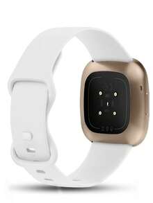 1pc Unisex White Color Sport Soft & Comfortable Silicone Watch Band, Compatible With Fitbit Versa 3, Watchband Compatible With Fitbit Sense/Sense 2, Simple Silicone Watch Strap For Fitbit Versa 4, Watchbands For Smartwatch