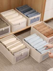 1 Large-Capacity Window Storage Box, Foldable Storage Box, Large-Capacity Storage Box, Fabric Storage Box, Clothing Storage And Sorting, Clothing Storage Separately, Clothing Cabinet Storage, Home Storage, Can Be Stacked, Saving Space, Thickening Materials, Not Easy To Deform, Stain-Resistant And Easy To Clean. - Grey - View 6