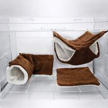 3pcs Plush Hamster Hammock Set Sugar Glider Hanging Cage Accessory Set Small Animal Hammock Passageway Mat Suitable For Guinea Pigs, Rats, Gerbils, Squirrels, Birds, Parrots - Multicolor - View 7
