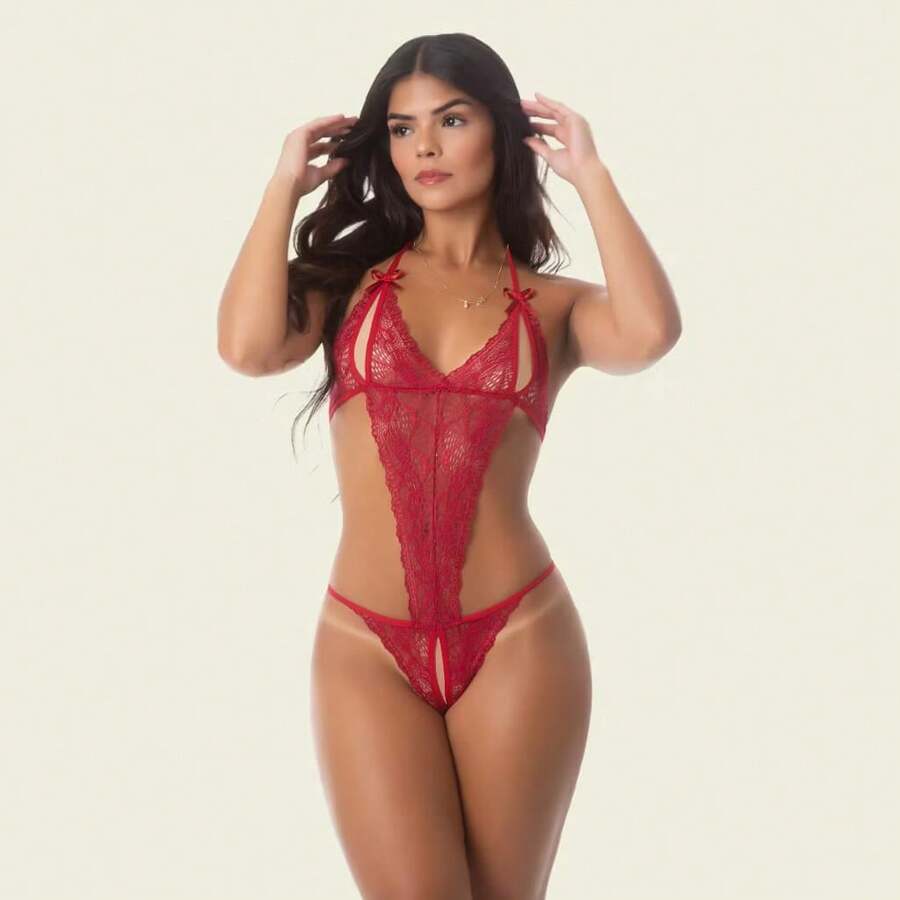 Sexy Bodysuit With Strategic Intimate Openings - Đỏ - Xem 1