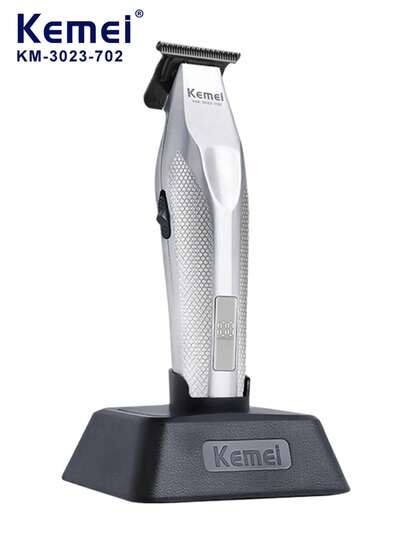 Kemei 1 pièce Tondeuse à cheveux électrique KM-3023-702 pour hommes, professionnelle, rechargeable, sans fil, avec corps en acier, tondeuse à barbe, outils de coiffure, rasoir, coupe-cheveux de haute qualité