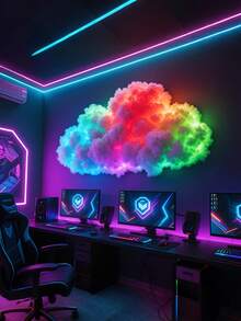 3D Thunder Cloud Night Light With Music Sync Mode - Smart RGB LED Strip DIY Kits, USB Powered Wall/Ceiling Mount, Suitable For Bedroom, Game Room And Party Decoration, Color Changing Ambient Lighting, Smooth Curve Design ﻿(Clouds Need To Be Shaped By Oneself, Or They Can Be Shaped According To One's Own Ideas) - Multicolor - View 10