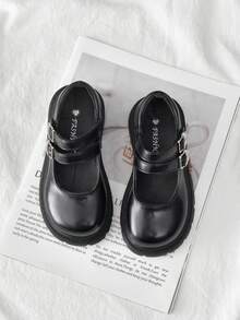 1 Pair Of New Style Girls' Fashionable Flat Shoes British Style Mary Jane Shoes, Lightweight And Comfortable Children's Black Matte Leather Shoes, Suitable For Activities And Performances, Suitable For Spring And Autumn, School Event Formal Shoes