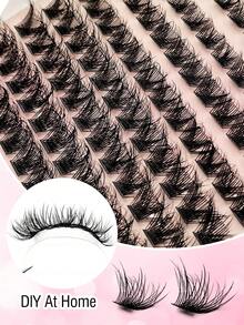 Rikuaild 96pcs D-Curl Hydrating Natural False Eyelashes, 10-16mm Mixed Length, DIY Fluffy Soft Clustered Crossed Lengthening Lashes, Create Natural Makeup Look, Moisturizing Lashes - D - View 2