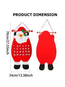 1pc Santa Christmas Advent Calendar Felt Hanging Reusable Calendar Decorations For Christmas Party,New Year,Holiday Wall Door Gift Home Decor Supplies Christmas Decorations Room Decor Winter Christmas Decorations Home Christmas Gifts Christmas Decor - Multicolor - View 7
