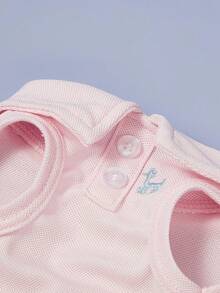 PETSIN 單色短袖寵物polo衫，適用於春夏季節，並綉有刺繡 - 淺粉色 - 查看 6