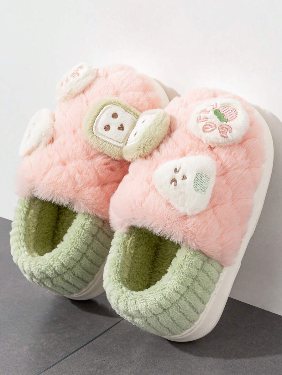 Pantuflas con suela gruesa unisex para niños, pantuflas cómodas para interiores para otoño/invierno, pantuflas de pareja cálidas y lindas con forro de felpa