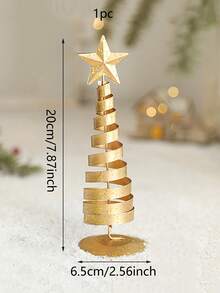 1 pieza Juego de árbol de Navidad metálico mini, esculturas de sobremesa con forma de estrella de 7 pulgadas, decoración festiva navideña para sala de estar, dormitorio, chimenea, para regalos de Navidad, Acción de Gracias, Año Nuevo - Multicolor - Ver 9