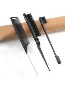 Haarbürsten- und Kammset, doppelseitige Bürste & Kamm für Konturen, Kamm mit spitzem, kleiner zahnbürstenartiger Kamm, professionelle Friseurpflegetools für Perücke, Pferdeschwanz, Zöpfe, Naturhaar, Sleek-Back-Frisuren, weiche Konturbürste, Reise-Urlaubsartikel, Haarzubehör für Frauen, Friseurwerkzeuge, Reisezubehör, Frisur, Friseur, Haarbürste, Bürstenhaarset, Kamm Haar, Locken Kamm, Entwirrbürste, Haarbürste für Frauen, Friseur, Friseurzubehör, Friseursalon, Friseurausrüstung