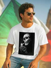 Skull Lighter T Shirt Uomo Moda Casual Cotone Manica Corta Stile Unico Idea Regalo Originale  Streetwear Novità Offerta Speciale