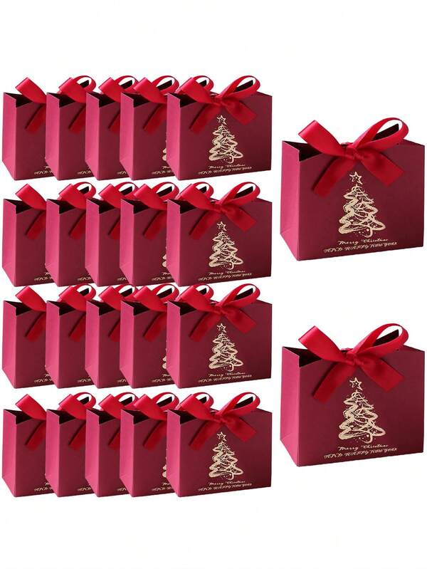 10 pezzi Scatole regalo di Natale, Mini scatole regalo di Natale con nastro, scatole regalo di Natale per feste - Vari sacchetti regalo di caramelle natalizie per confezioni regalo di feste di Natale, decorazioni natalizie per la casa, decorazioni natalizie, decorazioni natalizie, sacchetti regalo di Capodanno (Bordeaux)