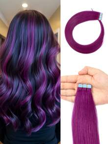 Mini Tape In Hair Extensions Human Hair Colored Invisible Tape In Human Hair Extensions Highlighted For Party Hair Accessories Human Hair Extensions Highlights Victoria Secret Wear And Go Glueless For Holiday Festival Halloween Christmas Essentials School Supplies Party Wedding,Daily ,For All People And Women Girl Bride