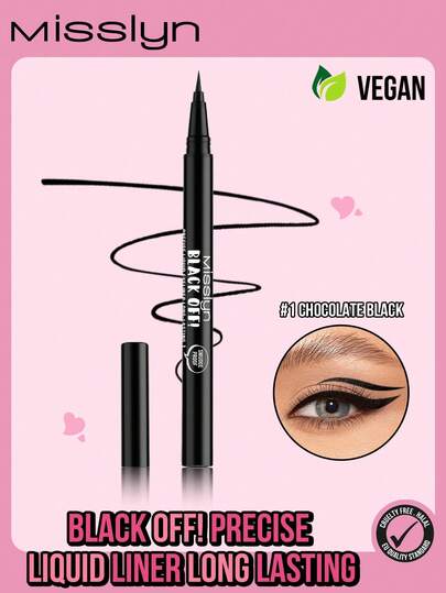  MISSLYN-BLACK OFF! Precise Long-Lasting Eyeliner Liquid, Easy Application, Non-Smudging, Satin Finish, Waterproof Formula, Pure Black Color, Waterproof Eyeliner, Brand Cosmetics, Face Makeup, Suitable For Women And Girls, Winter Essential, Y2K Style, Fashionable And Versatile, Great Birthday Gift, Valentine's Day Gift, Party Essential, New Year Gift, Best Color, Cruelty-Free And Vegan