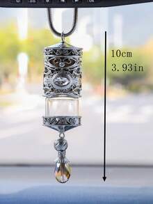 1Pc Car Diamond Rotatable Perfume Pendant – Refillable DIY Fragrance Container, Elegant Metal Aromatherapy Pendant For Rearview Mirror, Deodorizing & Decorative, High-End Car Interior Accessory,Car Aromatherapy Metal Pendant, Car Fragrance Essential Oil Pendant(No Liquid)