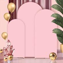 eluckya 3-Piece Set Of Spandex Wedding White/Pink Arch Covers, Double-Sided Dome Breathable Soft Backdrop Frame Covers For Summer Decorations Wedding Bridal Birthday Party Banquet Arch Decorations - 粉色 - 查看 1
