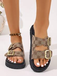 New Plus Size Women Wedge Platform Sandals, Fashion Versatile Minimalist Style Soft Comfortable Solid Color Full Coverage Women Wedge Platform Sandals