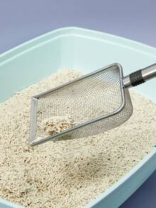 PETSIN Cat Litter Scoop Stainless Steel Mesh Scooper Long Handle Deep Shovel Non-Stick Coated Metal Litter Scoop For Litter Box Kitten Pooper Lifter