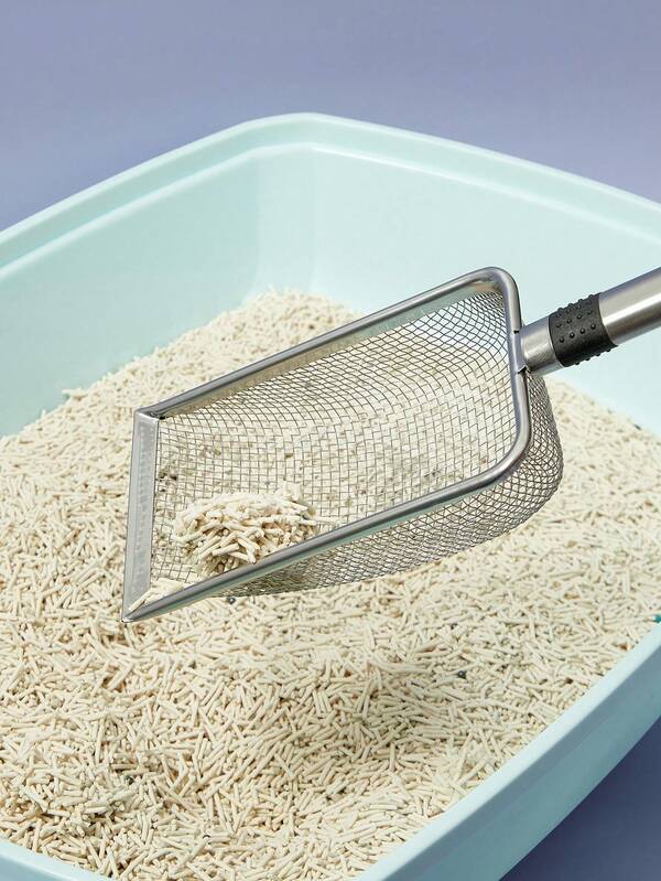 PETSIN Cat Litter Scoop Stainless Steel Mesh Scooper Long Handle Deep Shovel Non-Stick Coated Metal Litter Scoop For Litter Box Kitten Pooper Lifter