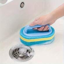 1/2pcs Sponge Cleaning Brush, Suitable For Bathroom, Bathtub And Tile Cleaning, Kitchen Cleaning Sponge Wipe, Dishwashing Sponge Brush, Pot Brush, Durable Cleaning Sponge, Strong Decontamination, Cleaning Supplies, Powerful Bathtub, Tile And Kitchen Sponge Cleaner, Durable Dishwashing Tool, Highly Efficient Cleaning - Blue - View 7