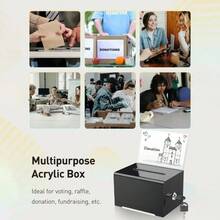 Caja de acrílico transparente para donaciones, urna de votación, rifa, buzón de sugerencias, ahorro de dinero, contenedor de boletos, caja de recaudación de fondos - Color transparente - Ver 5