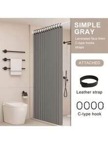 1 件纯色可折叠矩形浴帘，带挂钩，无拉杆，磁性，时尚面料，适用于家庭和酒店浴室隔断，也可用作门帘或窗帘房间装饰浴室配件返校浴室装饰 - 彩色 - 查看 17