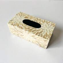 Ins风格轻奢天然贝壳装饰纸巾盒，适用于客厅和餐厅，创意收纳，适用于家庭桌面。 - 彩色 - 查看 17