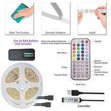 1pc 1-20M LED Strip Light, Bluetooth Smart App Control Music Sync Color Changing, RGB LED Strip With Remote, 44-Key Remote And App Controlled Smart LED Light Strips, RGB Color Changing Music Sync LED Rope Lights, Bedroom Smart Rope Lights, Suitable For Bedroom, Room, Home Decor, Party Holiday LED Lights, Living Room, Christmas Party, Wedding Decoration