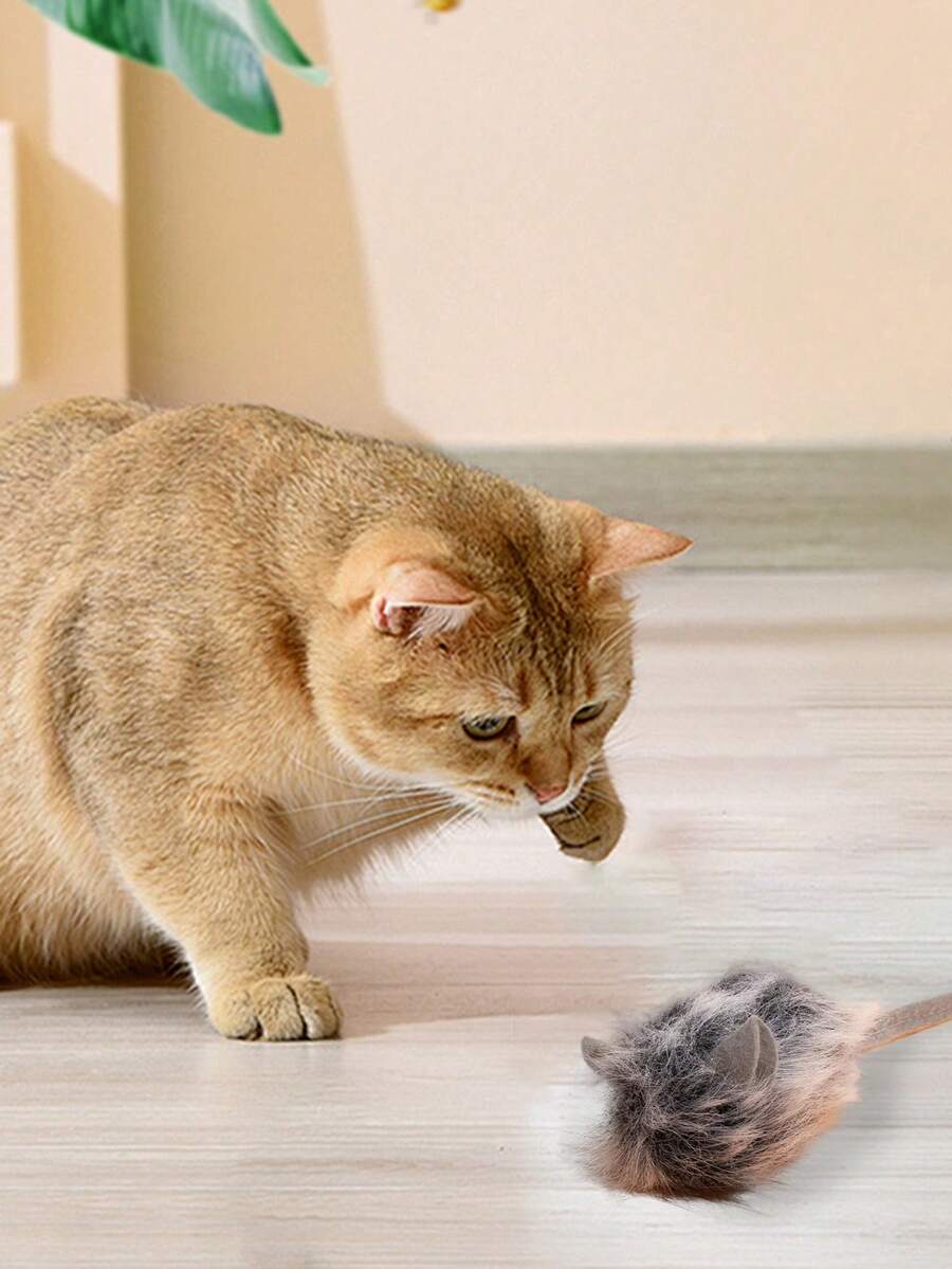 2 Piezas Juguete Interactivo Para Gato, Juguete De 16cm Diseño De Ratón Para Mascotas - Gris - Ver 1