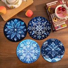 6 piezas/set o 420 piezas/70 sets Posavasos con estampado de mandala de hojas azules, de 10 cm/2 mm de grosor, de goma suave y absorbente, con respaldo de goma, posavasos decorativos para tazas, decoración del hogar, cocina y mesa de comedor