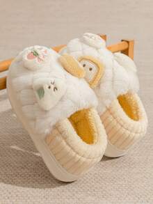 Pantuflas unisex para niños con suela gruesa, pantuflas cómodas para el hogar, pantuflas de pareja cálidas y lindas para otoño/invierno