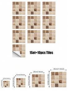 PVC Self-Adhesive Removable Home Decor Kitchen Stickers & Wallpaper, Mosaic Tile-Style Wall Decals Ideal For Decorating Kitchen And Living Room Walls, Cabinets, Sinks, Bedrooms, Kitchens, Bathrooms, Offices, And More Kitchen Accessories, Bathroom Accessories, Kitchen Decor