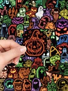 50/100 Stücke Neon Halloween Aufkleber, lustige, erschreckende Aufkleber für Laptop, Gepäck, Skateboard, Motorrad, Tagebuch, Handyderakotion, Halloween Party Spielzeug Geschenke