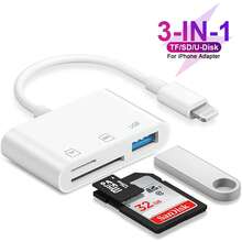 3-In-1 SD Card Reader Adapter, Camera Viewer, Portable Plug And Play For SD/TF/Micro SD Cards - White - View 2